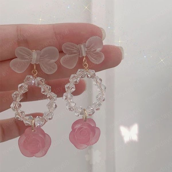 sweet lady dating girl bow diamond dangle earrings for women pink rose temperament personality korean fashion gifts, Silver
sweet lady dating girl bow diamond dangle earrings for women pink rose temperament personality korean fashion gifts, Silver