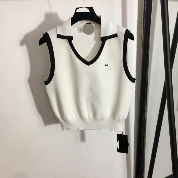 413 2022 milan runway spring brand same style sweater sleeveless crew neck black fashion clothes womens meiyi, White;black
413 2022 milan runway spring brand same style sweater sleeveless crew neck black fashion clothes womens meiyi, White;black