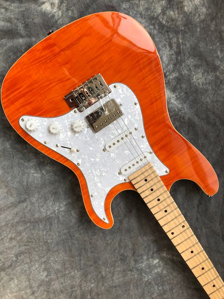 anders electric guitar a flame maple body mahogany gold hardware with white pearl pick guard color orange
anders electric guitar a flame maple body mahogany gold hardware with white pearl pick guard color orange