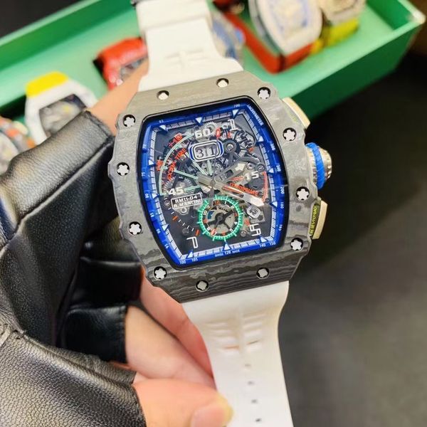 white rubber rm11-04 automatic mechanical men's watch 40*50*16mm blue glass skeleton hand wind luminous dial pointer, Slivery;brown
white rubber rm11-04 automatic mechanical men's watch 40*50*16mm blue glass skeleton hand wind luminous dial pointer, Slivery;brown
