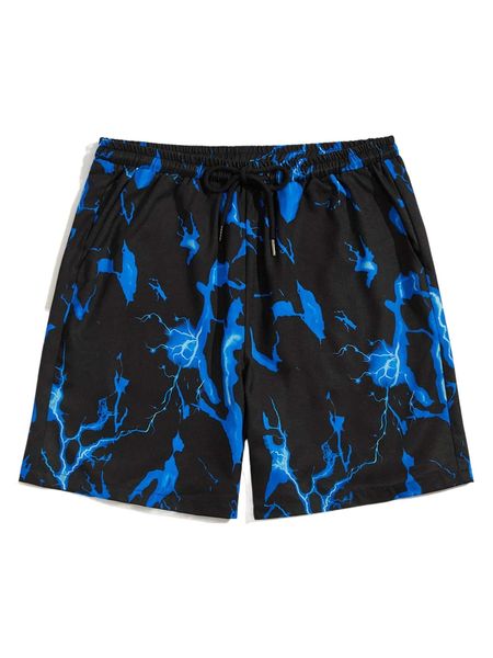 romwe guys lightning print shorts c4zd#, White;black