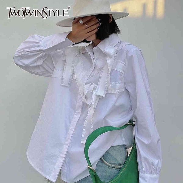 casual lace up bowknot shirt for women lapel long sleeve white loose blouse female fashion clothing spring 210423
casual lace up bowknot shirt for women lapel long sleeve white loose blouse female fashion clothing spring 210423