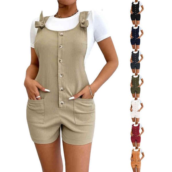women's jumpsuits & rompers 2022 summer women's wear solid color suspender jumpsuit button pocket casual pants cecz, Black;white
women's jumpsuits & rompers 2022 summer women's wear solid color suspender jumpsuit button pocket casual pants cecz, Black;white