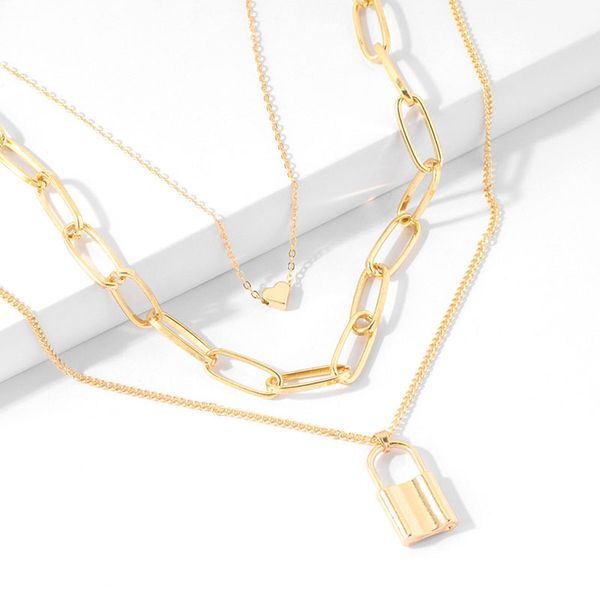hip hop multi layers chain necklace with heart lock punk rock padlock pendant necklace gothic jewelry for women girls, Silver
hip hop multi layers chain necklace with heart lock punk rock padlock pendant necklace gothic jewelry for women girls, Silver