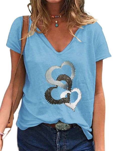 2021 new amazon wish european and american cross-border women's heart-to-heart printing new short sleeve v-neck t-shirt p0lb#, White
2021 new amazon wish european and american cross-border women's heart-to-heart printing new short sleeve v-neck t-shirt p0lb#, White