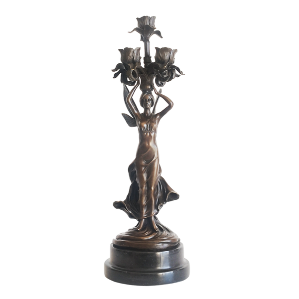 bronze female candle holder statue maiden rose candlestick sculpture art home table decoration, Silver
bronze female candle holder statue maiden rose candlestick sculpture art home table decoration, Silver