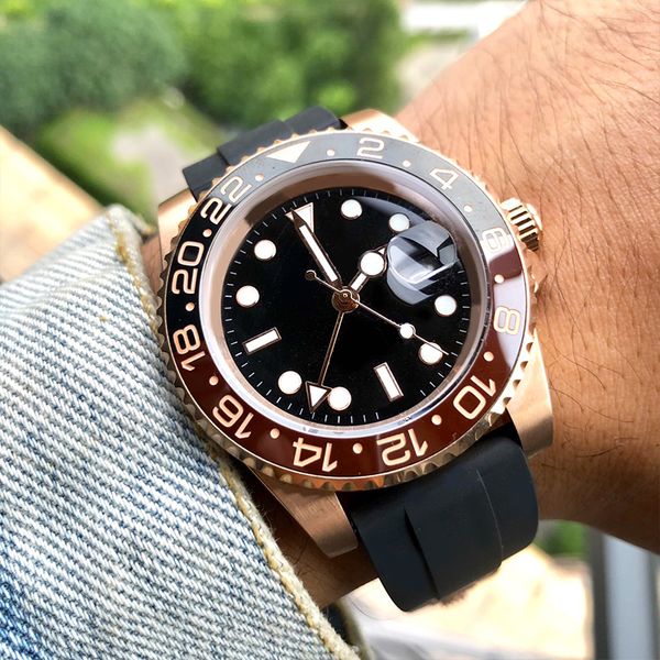 men's luxury watches automatic machine 40mm oyster case rubber strap stainless steel classic folding bucklewristwatches montre de luxe, Slivery;brown
men's luxury watches automatic machine 40mm oyster case rubber strap stainless steel classic folding bucklewristwatches montre de luxe, Slivery;brown