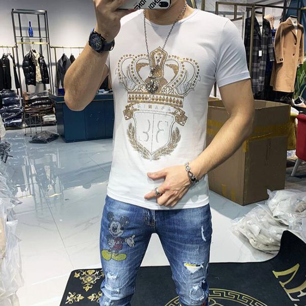 men's t-shirts rhinestones men summer clothes short sleeve man streetwear o neck slim tshirts men 107, White;black
men's t-shirts rhinestones men summer clothes short sleeve man streetwear o neck slim tshirts men 107, White;black