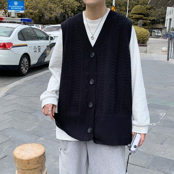 men's vests yasuguoji men's sleeveless sweater knitted waistcoats loose v-neck single-breasted solid color cardigan coat men, Black;white
men's vests yasuguoji men's sleeveless sweater knitted waistcoats loose v-neck single-breasted solid color cardigan coat men, Black;white
