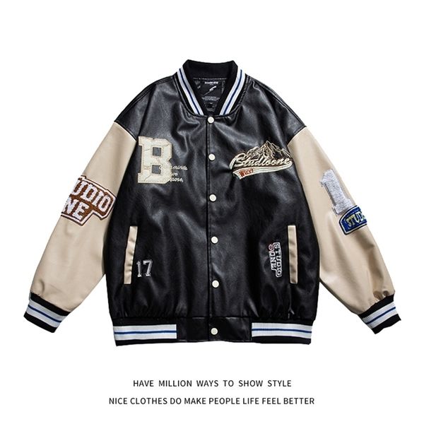 arrival letterman full embroid pu leather motorcycle jacket men oversize bomber women baseball varsity coat street 220815, Black;brown
arrival letterman full embroid pu leather motorcycle jacket men oversize bomber women baseball varsity coat street 220815, Black;brown