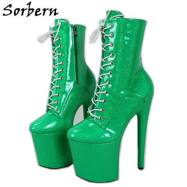 sorbern green shiny women boots pole dance high heels lace up zip up 15cm 17cm 20cm stripper heeled thick platform custom colors, Black
sorbern green shiny women boots pole dance high heels lace up zip up 15cm 17cm 20cm stripper heeled thick platform custom colors, Black