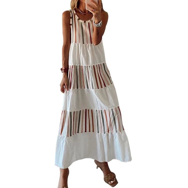 casual dresses women's vintage striped contrast color sleeveless beach casual maxi loose dress, Black;gray
casual dresses women's vintage striped contrast color sleeveless beach casual maxi loose dress, Black;gray