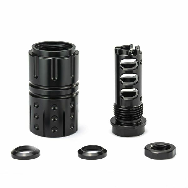 stainless steel muzzle brake 1/2-28rh to 13/16-16 outer sleeve with aluminum crush washer jam nut for 9mm 5.56 .22lr .223
stainless steel muzzle brake 1/2-28rh to 13/16-16 outer sleeve with aluminum crush washer jam nut for 9mm 5.56 .22lr .223