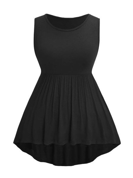 plus solid high low hem tank w3qe#, Black
plus solid high low hem tank w3qe#, Black