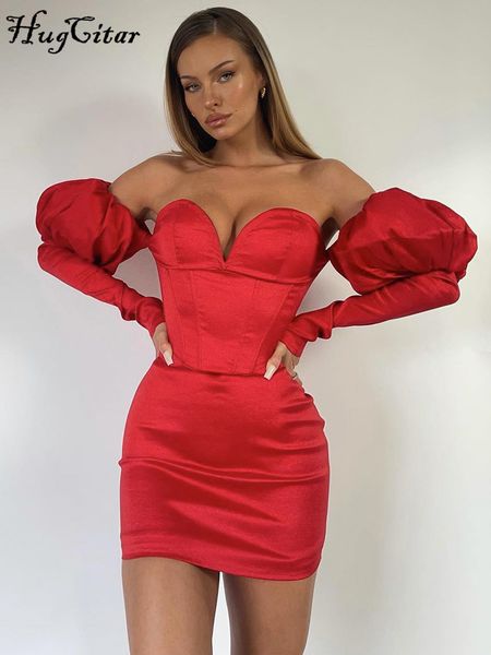 off shoulder straps puff sleeves slit mini dress solid 2022 fall bodycon slim evening party elegant vestido y2k, Black;gray
off shoulder straps puff sleeves slit mini dress solid 2022 fall bodycon slim evening party elegant vestido y2k, Black;gray