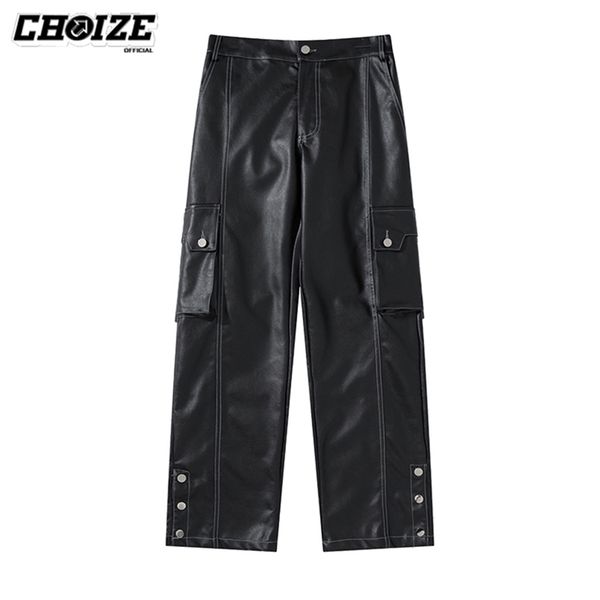 men's pants choize fashion black pu faux leather women straight leg pant loose trousers streetwear baggy punk dark cargo men 220826
men's pants choize fashion black pu faux leather women straight leg pant loose trousers streetwear baggy punk dark cargo men 220826