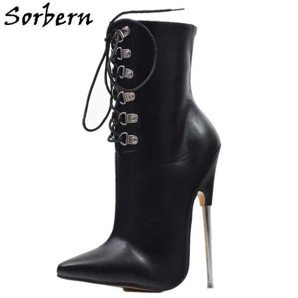 sorbern ankle boots for women plus size 18cm metal high heels lace up large size 36-46 booties pointed toe shoes, Black
sorbern ankle boots for women plus size 18cm metal high heels lace up large size 36-46 booties pointed toe shoes, Black