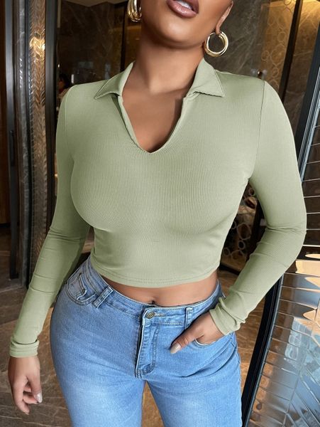 sxy ribbed knit crop tee 56gc#, White