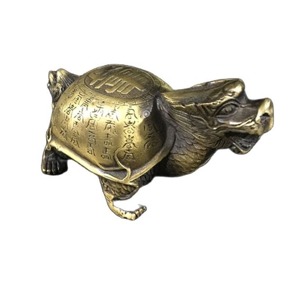 china old bronze long turtle longevity copper turtle, Black