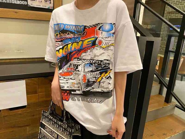 bm t-shirt summer 20 new style graffiti car print short sleeve t loose round neck brandy, White
bm t-shirt summer 20 new style graffiti car print short sleeve t loose round neck brandy, White