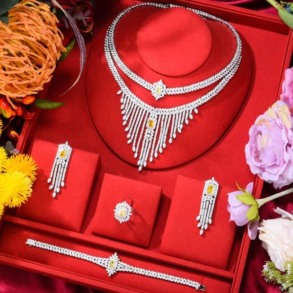 earrings & necklace godki 4pcs tassels luxury african jewelry set for women wedding party zircon crystal dubai bridal gift, Silver
earrings & necklace godki 4pcs tassels luxury african jewelry set for women wedding party zircon crystal dubai bridal gift, Silver