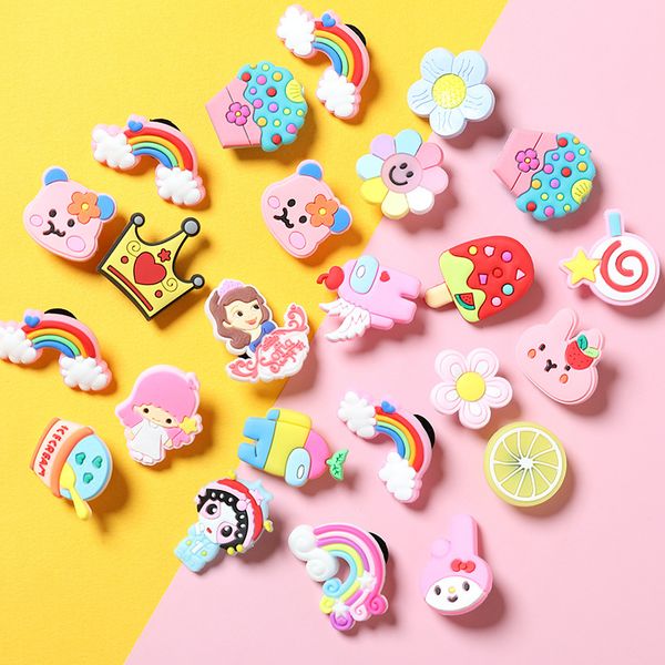 custom cartoon style pvc shoe charms pvc shoecharm buckle soft rubber for croc shoes garden flower rainbow iceream shape wholesale boys girl, White;pink
custom cartoon style pvc shoe charms pvc shoecharm buckle soft rubber for croc shoes garden flower rainbow iceream shape wholesale boys girl, White;pink