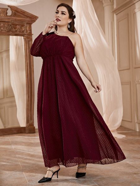 plus swiss dot one shoulder dress p7mn#, Black 
plus swiss dot one shoulder dress p7mn#, Black