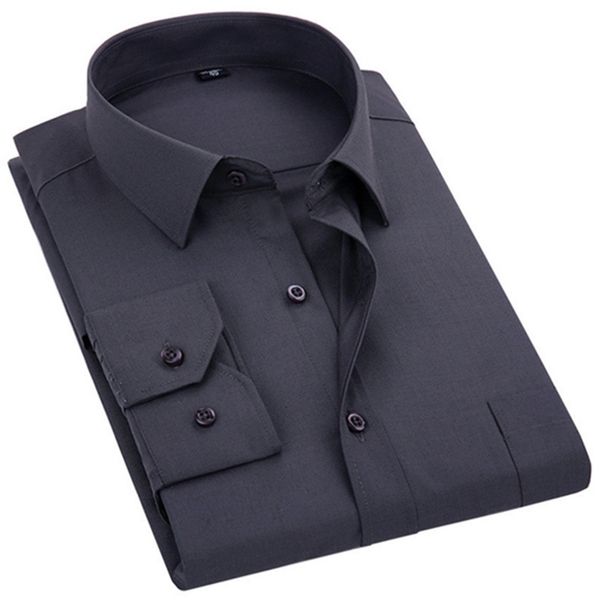 men s dress shirt solid color plus size 8xl black white blue gray chemise homme male business casual long sleeved shirt lj200925, White;black
men s dress shirt solid color plus size 8xl black white blue gray chemise homme male business casual long sleeved shirt lj200925, White;black