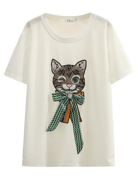 women's plus size t-shirt for women cotton summer stylish bow cat tees short sleeve o-neck women's, Black
women's plus size t-shirt for women cotton summer stylish bow cat tees short sleeve o-neck women's, Black