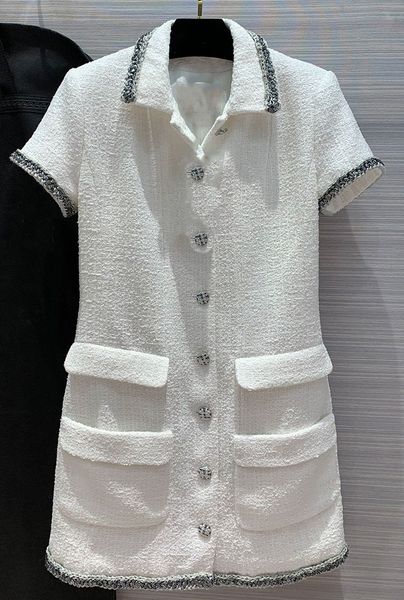 new small fragrance pearl white tweed dress temperament celebrity slim slim lapel short sleeve dress al19539, Black;gray
new small fragrance pearl white tweed dress temperament celebrity slim slim lapel short sleeve dress al19539, Black;gray