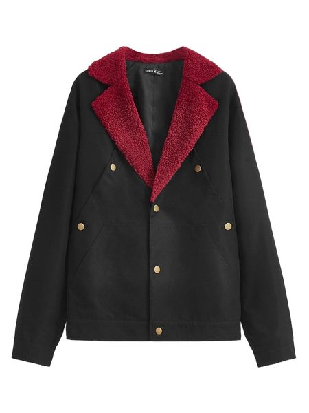 x love worthy men notched borg collar jacket x3io#, Black;brown