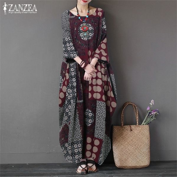 printed maxi dress womens sundress zanzea plus size linen dress summer long sleeve long tunic vestiso casual party robe t200416, Black;gray
printed maxi dress womens sundress zanzea plus size linen dress summer long sleeve long tunic vestiso casual party robe t200416, Black;gray