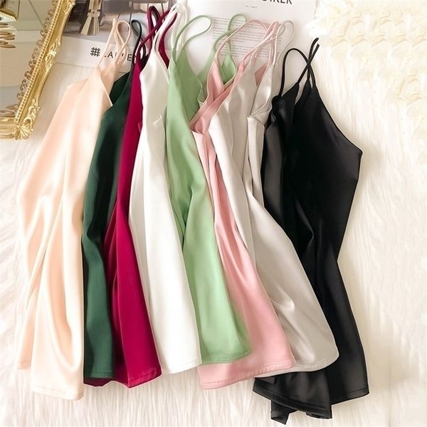 crop women summer camis silk satin halter camisole style sleeveless vest slim white s roupas femin 220318
crop women summer camis silk satin halter camisole style sleeveless vest slim white s roupas femin 220318