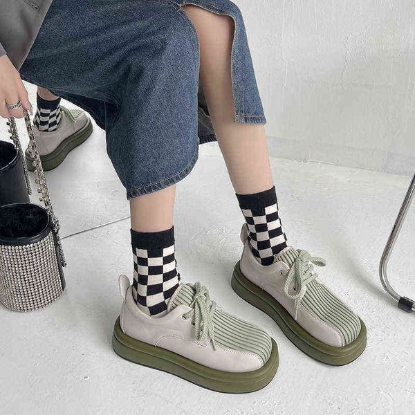 dress shoes fashion color matching small leather shoes british casual square toe lace up loafers women sandals 220318, Black
dress shoes fashion color matching small leather shoes british casual square toe lace up loafers women sandals 220318, Black
