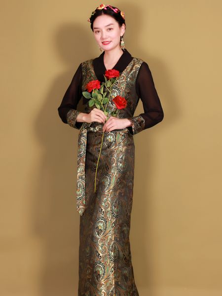 traditional tibetan ethnic clothing long dress for women vintage tibet cheongsam oriental ladies robe asian costume, Red
traditional tibetan ethnic clothing long dress for women vintage tibet cheongsam oriental ladies robe asian costume, Red