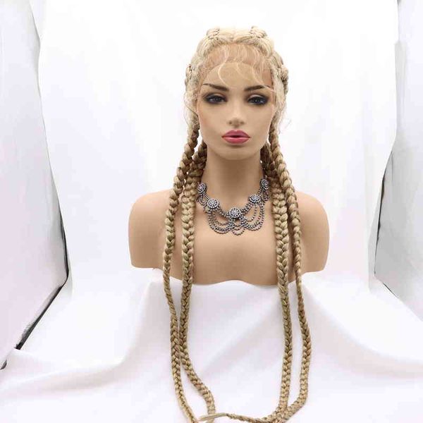 613 long honey blond lace front wigs with babyhair 26 inchdouble dutch box twist synthetic braided wig for women, Golden;white
613 long honey blond lace front wigs with babyhair 26 inchdouble dutch box twist synthetic braided wig for women, Golden;white