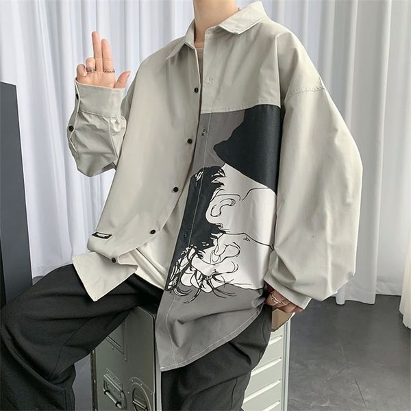 men's printing long sleeve cargo shirts camisa masculina streetwear lapel collar clothes grey/black nice size -5xl 220330, White;black
men's printing long sleeve cargo shirts camisa masculina streetwear lapel collar clothes grey/black nice size -5xl 220330, White;black