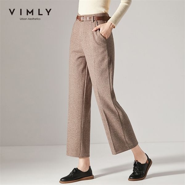 vimly autumn winter women wide leg pant elegant office lady high waist loose belt casual female thick long pant 98893 201012, Black;white
vimly autumn winter women wide leg pant elegant office lady high waist loose belt casual female thick long pant 98893 201012, Black;white