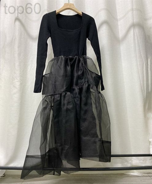 casual dresses designer moc0 square neck organza dress with slim waist and irregular skirt hem long sleeved knitted in autumn winter90yk 200, Black;gray
casual dresses designer moc0 square neck organza dress with slim waist and irregular skirt hem long sleeved knitted in autumn winter90yk 200, Black;gray