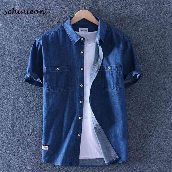 schinteon summer men 100% slub cotton shirt short sleeve thin slim casual denim comfortable shirt two front pockets 210331, White;black
schinteon summer men 100% slub cotton shirt short sleeve thin slim casual denim comfortable shirt two front pockets 210331, White;black