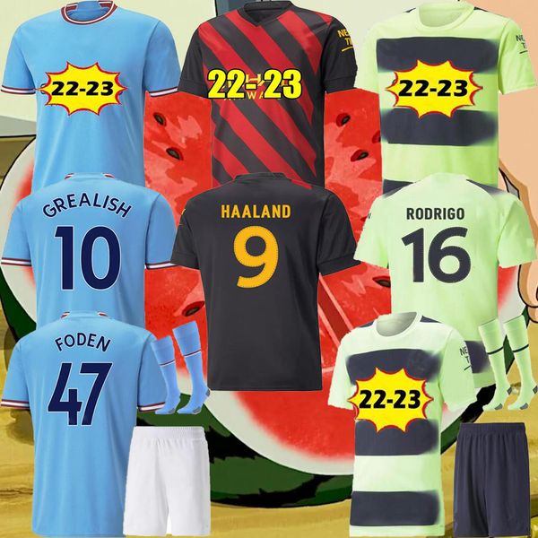 22 23 haaland soccer jerseys grealish mans cities mahrez fans player version de bruyne foden 2022 2023 football shirt kids kit sets uniform, Black;yellow
22 23 haaland soccer jerseys grealish mans cities mahrez fans player version de bruyne foden 2022 2023 football shirt kids kit sets uniform, Black;yellow