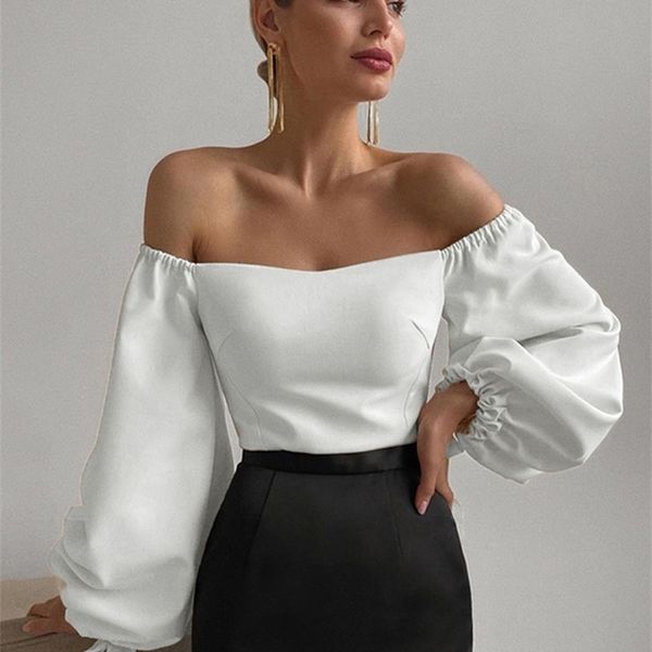 beyouare elegant womens t shirt slash neck lantern sleeve bandage solid white autumn casual slim office lady tee 220809
beyouare elegant womens t shirt slash neck lantern sleeve bandage solid white autumn casual slim office lady tee 220809