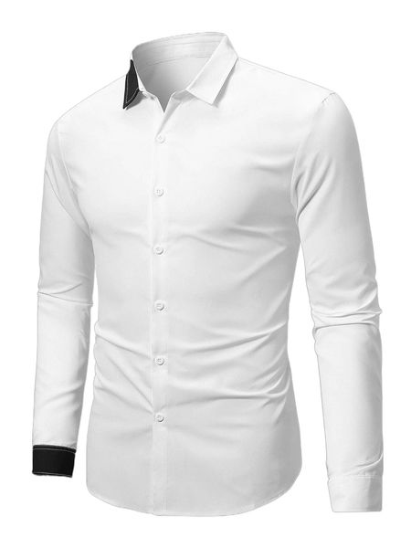 men contrast panel shirt b74x#, White;black