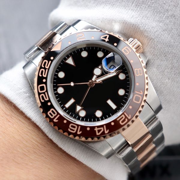 men's watch gmt wristwatches 40mm automatic mechanical pepsi cola ceramic ring blue stainless steel strap folding buckle watch montre d, Slivery;brown
men's watch gmt wristwatches 40mm automatic mechanical pepsi cola ceramic ring blue stainless steel strap folding buckle watch montre d, Slivery;brown