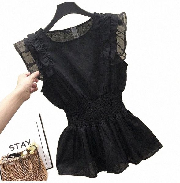 women's blouses & shirts korean women cotton linen blouse summer tunic loose sleeveless pleated shirt black ruffle blusas mujer clothe, White
women's blouses & shirts korean women cotton linen blouse summer tunic loose sleeveless pleated shirt black ruffle blusas mujer clothe, White