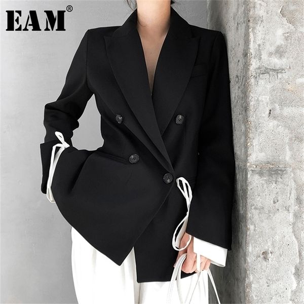 eam women black cuff bandage temperament blazer lapel long sleeve loose fit jacket fashion spring autumn 1t476 y201026, White;black
eam women black cuff bandage temperament blazer lapel long sleeve loose fit jacket fashion spring autumn 1t476 y201026, White;black