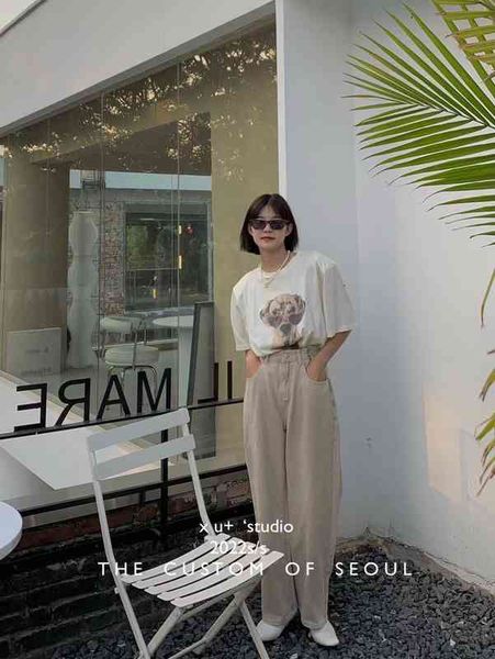 women's t-shirt 2022 spring and summer korean xu minority design glasses cartoon pet dog fashion versatile t-shirt women's trend f, White
women's t-shirt 2022 spring and summer korean xu minority design glasses cartoon pet dog fashion versatile t-shirt women's trend f, White