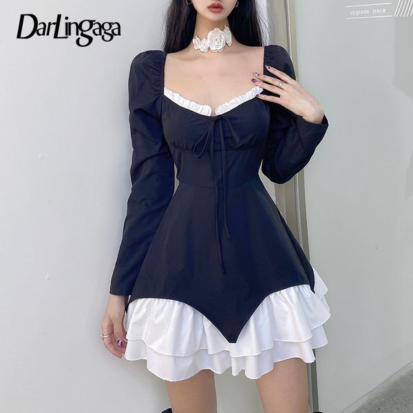darlingaga fashion square neck ruffles patchwork frill women dresses casual lace up ball gown autumn party dress double layer, Black;gray
darlingaga fashion square neck ruffles patchwork frill women dresses casual lace up ball gown autumn party dress double layer, Black;gray