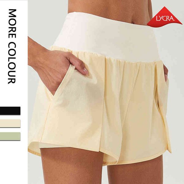 2022lulu sports women's nylon lycra loose fitness anti light fake two-piece shorts, White;black
2022lulu sports women's nylon lycra loose fitness anti light fake two-piece shorts, White;black