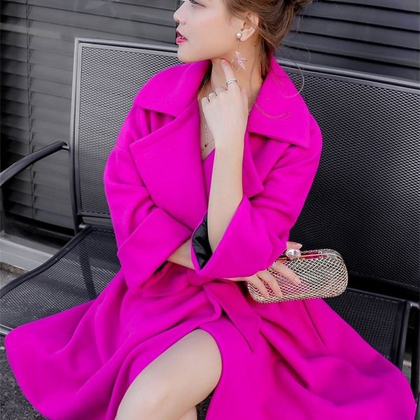 rose pink long wool coat korean style winter elegant sashes work office cashmere woolen coat women casual oversize outwear lj201106, Black
rose pink long wool coat korean style winter elegant sashes work office cashmere woolen coat women casual oversize outwear lj201106, Black